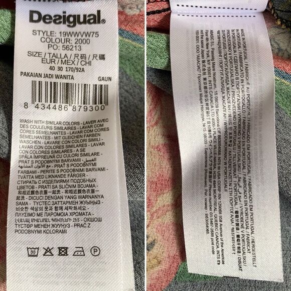 Desigual Dana Draped Print Mini Dress Blue Multi Size 6 - Picture 10 of 12